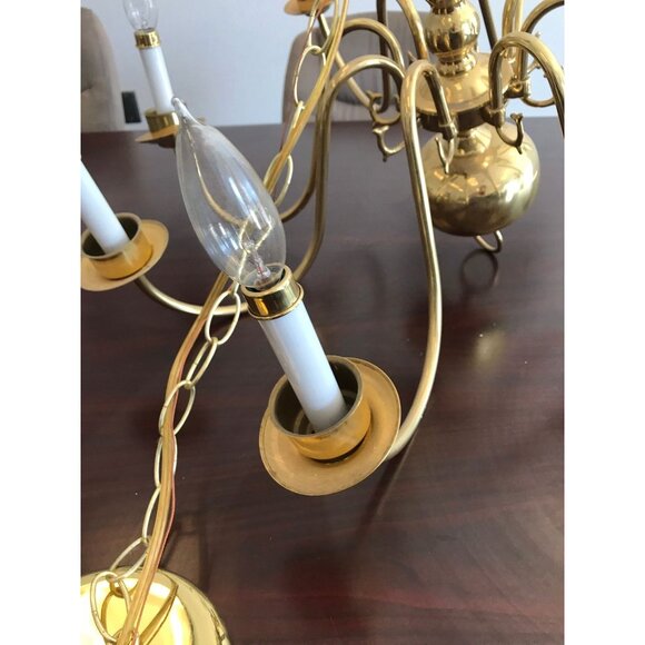 Vintage 1972 Chandelier Solid Brass Gold Ceiling Light Fixture 8 Lights - Picture 8 of 10